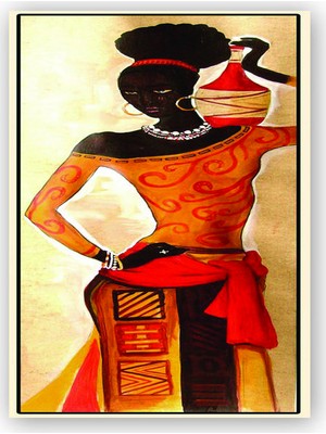 Caka Tablo   Ahşap Tablo Zarif Afrikalı Kadın