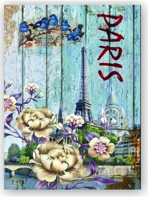 Caka Tablo   Ahşap Tablo Ahşap Zeminde Paris Eyfel Kulesi