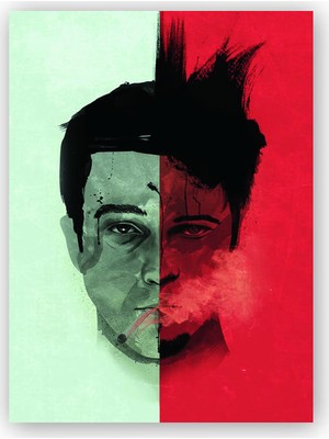 Caka Tablo   Ahşap Tablo Fight Club Two Faces
