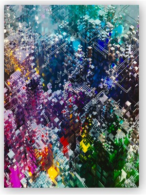 Caka Tablo   Ahşap Tablo Renkli Küp Şekilli Parçacıklar 3D