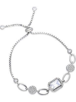 Nereze 925 Ayar Asansörlü Tektaş Bileklik Kadın Gümüş Bileklik