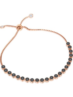 Nereze 925 Ayar Asansörlü Siyah Taşlı Bileklik Kadın Gümüş Bileklik