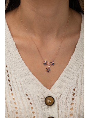 Nereze 925 Ayar Daldaki Çiçekler Kolye Kadın Gümüş Kolye