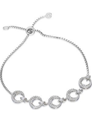 Nereze 925 Ayar Asansörlü 5'li Ayyıldız Bileklik Kadın Gümüş Bileklik