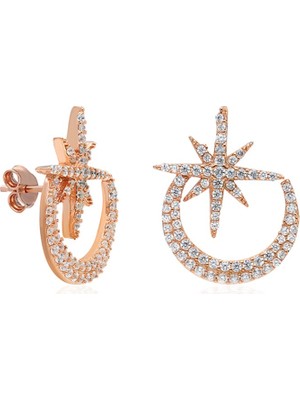 Nereze 925 Ayar Ay Yıldız Kadın Gümüş Küpe