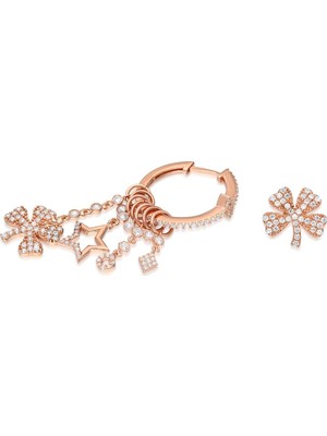 Nereze 925 Ayar Yonca Şans Küpe Kadın Gümüş Küpe