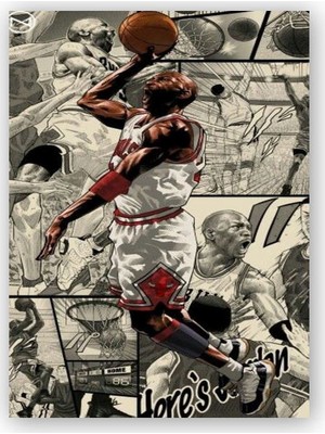 Caka Tablo   Ahşap Tablo Çoklu Michael Jordan Görseli