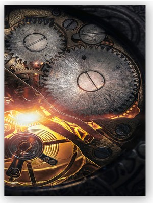 Caka Tablo   Ahşap Tablo Saat Çarkları Detay Makro