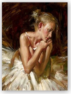 Caka Tablo   Ahşap Tablo Beyaz Elbiseli Balerin