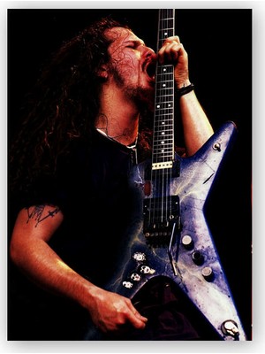 Caka Tablo   Ahşap Tablo Dimebag Darrell Elektrogitarist Sahnede