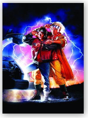 Caka Tablo   Ahşap Tablo Back to the Future Profesör ve Marty Görseli