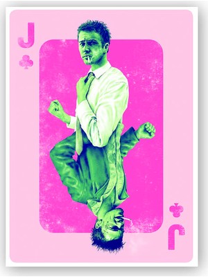 Caka Tablo   Ahşap Tablo Fight Club Jack ve Tyler Joker Görseli