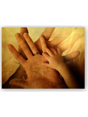 Caka Tablo   Ahşap Tablo Baba Anne Çocuk Eli