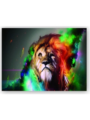 Caka Tablo   Ahşap Tablo Boyalı Aslan