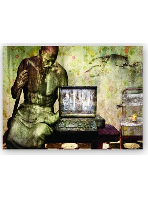 Caka Tablo   Ahşap Tablo Bilgisayar Heykel Geçmiş Gelecek