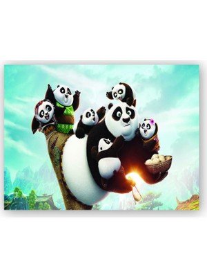 Caka Tablo   Ahşap Tablo Kungfu Panda Ailesi