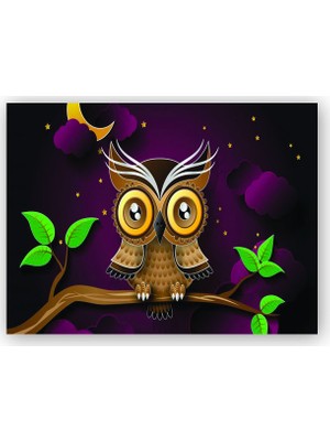 Caka Tablo   Ahşap Tablo Sevimli Baykuş