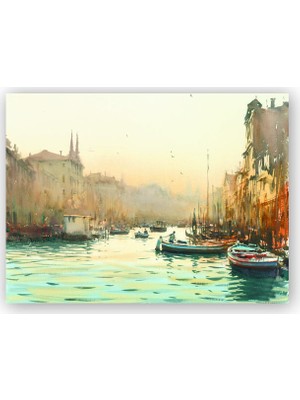 Caka Tablo   Ahşap Tablo Tekne Şehir Manzara