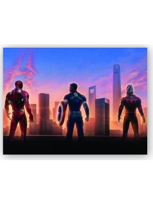 Caka Tablo   Ahşap Tablo Avengers Endgame Iron Man, Captain America ve Ant Man
