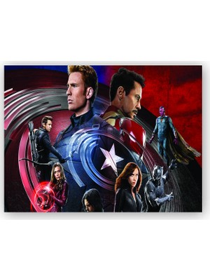 Caka Tablo   Ahşap Tablo Civil War Tüm Kahramanlar