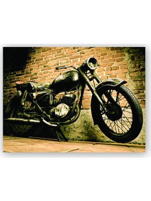 Caka Tablo   Ahşap Tablo Geçmişten Motorsiklet