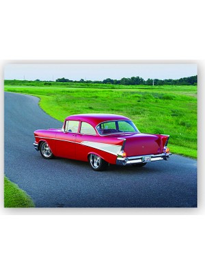 Caka Tablo   Ahşap Tablo Kırmızı Kuyruklu Chevrolet Görseli