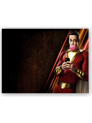 Caka Tablo   Ahşap Tablo Shazam Zachary Levi Görseli