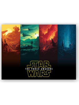 Caka Tablo   Ahşap Tablo Star Wars Rey Finn Kylo Ren Han Solo Luke Skywalker