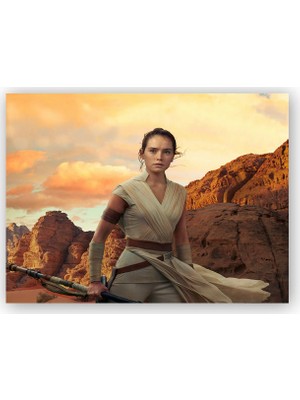 Caka Tablo   Ahşap Tablo Starwars Rey Daisy Ridley