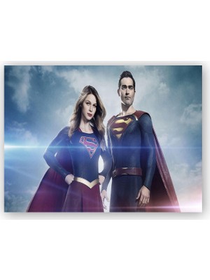 Caka Tablo   Ahşap Tablo Superman ve Supergirl