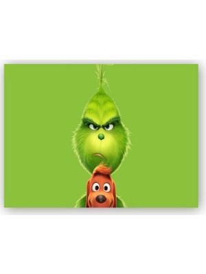 Caka Tablo   Ahşap Tablo The Grinch ve Köpeği