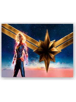 Caka Tablo   Ahşap Tablo Captain Marvel Brie Larson ve Yıldız