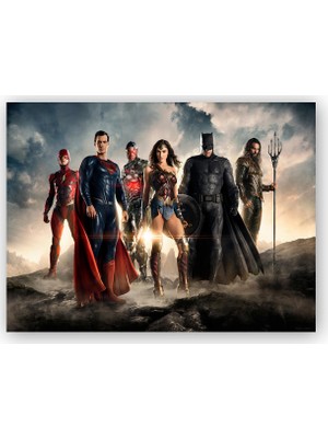 Caka Tablo   Ahşap Tablo Justice League Kahramanlar