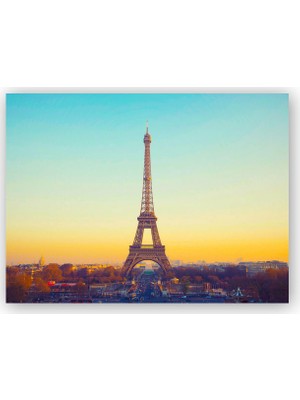 Caka Tablo   Ahşap Tablo Akşamüzeri Eyfel Kulesi ve Paris