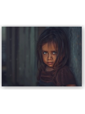 Caka Tablo   Ahşap Tablo Esmer Masum Kız Çocuğu