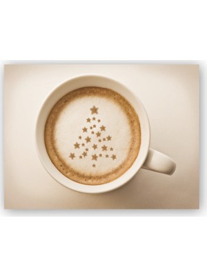 Caka Tablo   Ahşap Tablo Latte Yıldızlar Süslemeli