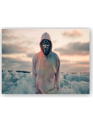 Caka Tablo   Ahşap Tablo Okyanus Anonymous Maske