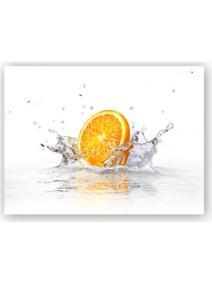 Caka Tablo   Ahşap Tablo Portakal Dilimi ve Su Sıçraması