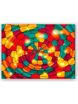 Caka Tablo   Ahşap Tablo Renkli Geometrik Şekiller Vitray