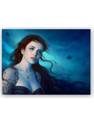 Caka Tablo   Ahşap Tablo Yeşil Gözlü Kadın Artwork