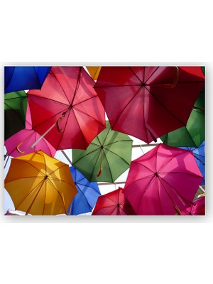 Caka Tablo   Ahşap Tablo Asılı Renkli Şemsiyeler