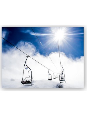 Caka Tablo   Ahşap Tablo Kar Güneş Işığı ve Telesiyejler