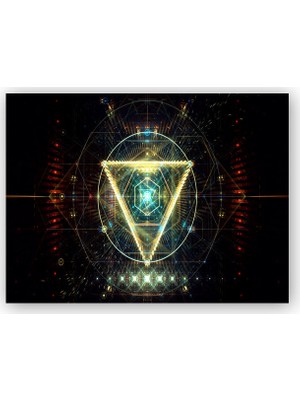 Caka Tablo   Ahşap Tablo Siyah Zemin Işıklar Geometrik Şekiller