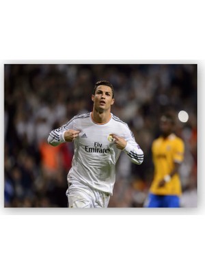 Caka Tablo   Ahşap Tablo Christiano Ronaldo Real Madrid Gol Sevinci