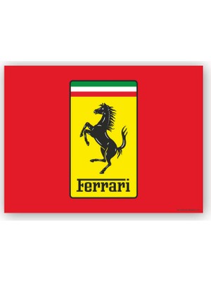 Caka Tablo   Ahşap Tablo Ferrari Logosu Kırmızı Zemin