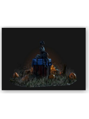 Caka Tablo   Ahşap Tablo PUBG Sandık Üzerinde Oyuncu ve Balkabakları
