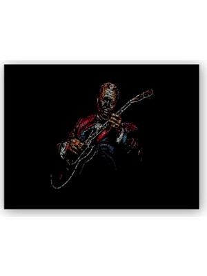 Caka Tablo   Ahşap Tablo Riley B King Caz Gitaristi Artwork