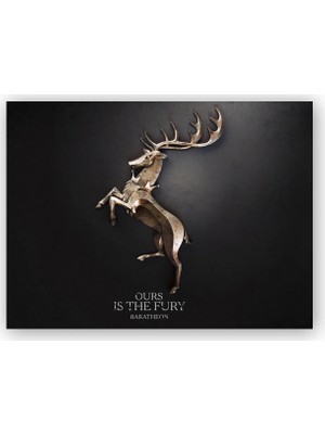Caka Tablo   Ahşap Tablo Game of Thrones Baratheon İllüstrasyon