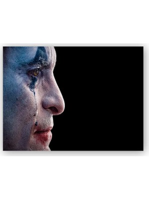 Caka Tablo   Ahşap Tablo Joker Gözyaşı Siyah Arkaplan
