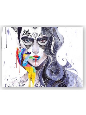 Caka Tablo   Ahşap Tablo Soyut Desenlerden Oluşan Kadın